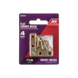 ACE 01 3410 304 Flat Corner Brace 1 1/2 in L 2 3/4 in W 1 1/2 in H Brass