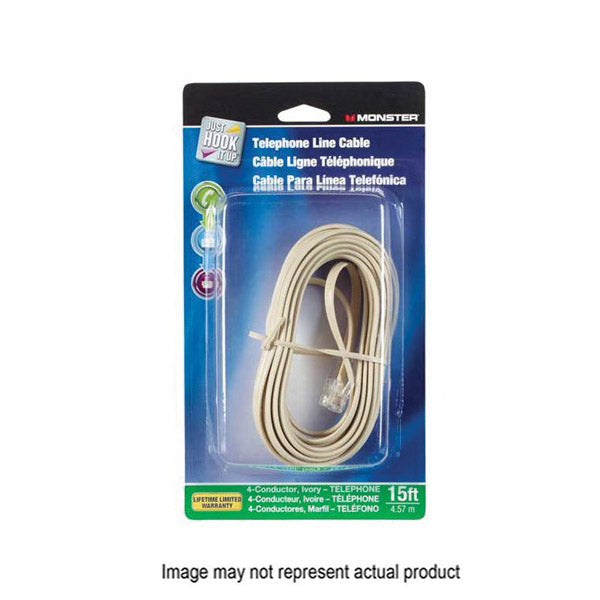 Just Hook It Up Modular Telephone Line Cord 4-Conductor White Sheath 15 ft L