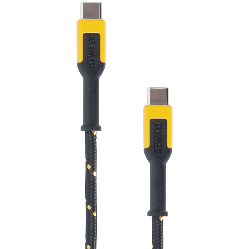 DeWALT Charger Cable USB USB-C Kevlar Fiber Sheath Black/Yellow Sheath 4 ft L