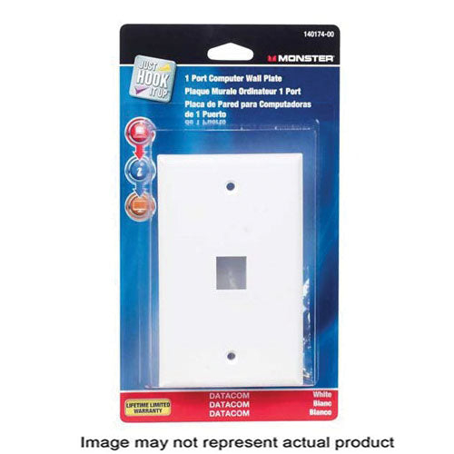 Just Hook It Up Keystone Wall Plate 1-Gang 3-Port Plastic White