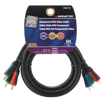 Just Hook It Up Component Video Cable RCA Plug RCA Plug Black/Blue/Green/Red Sheath 6 ft L