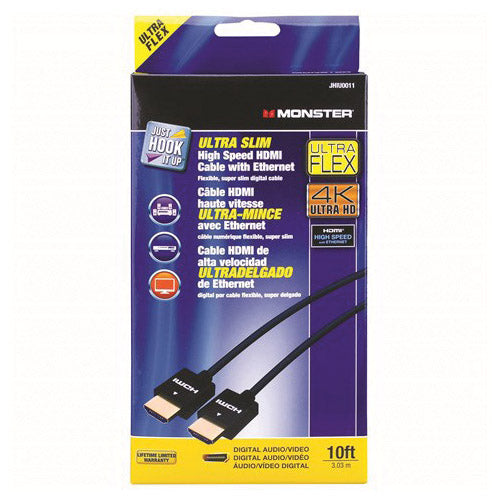 Just Hook It Up High-Speed HDMI Cable with Ethernet Black Sheath 10 ft L