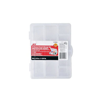 ACE Storage Bin Medium Plastic Clear 8 in L 6 in W 1-3/4 in H