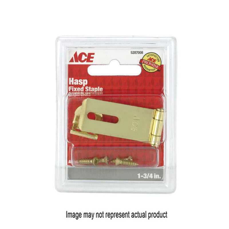 ACE Safety Hasp 1-3/4 in L Brass Bright Brass Fixed Staple