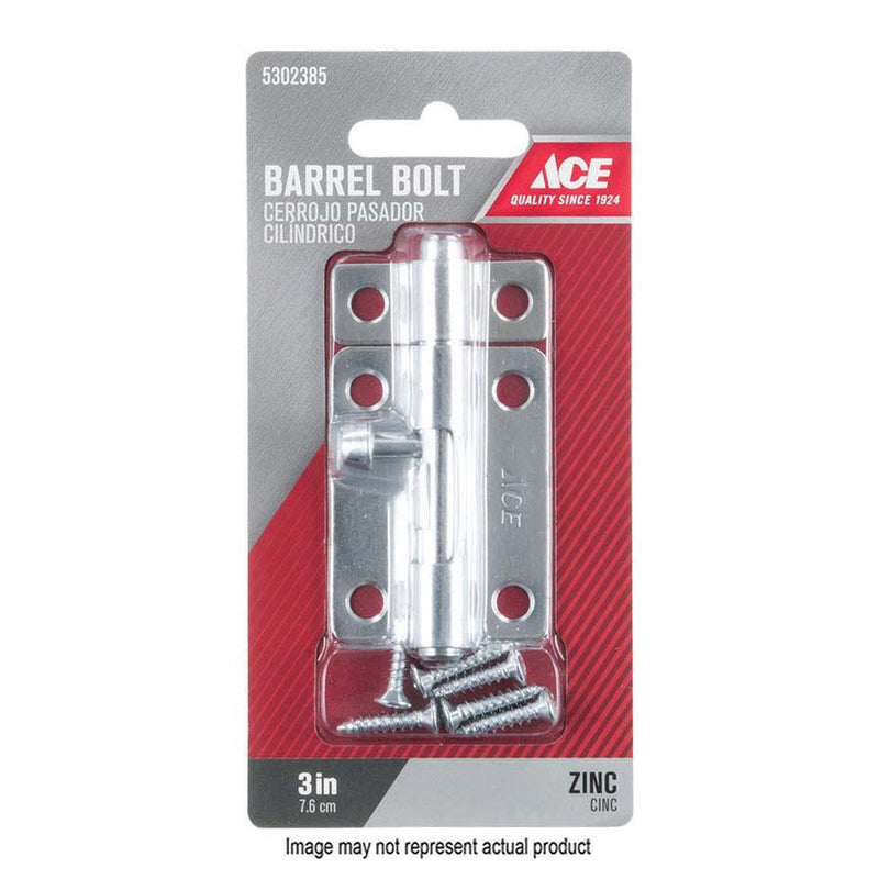 ACE Barrel Bolt 5/16 in Dia Bolt Head 3 in L Bolt Steel Zinc