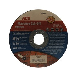 ACE Cut Off Blade 4 1/2 in Dia 1/16 in Thick 7/8 in Arbor Aluminum Oxide Abrasive