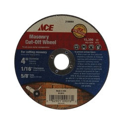 ACE Cut Off Blade 4 in Dia 1/16 in Thick 5/8 in Arbor Aluminum Oxide Abrasive