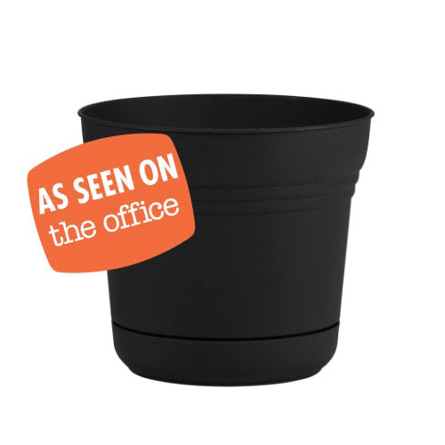 Bloem Saturn Planter 9.8 in Dia Round Plastic Black Matte