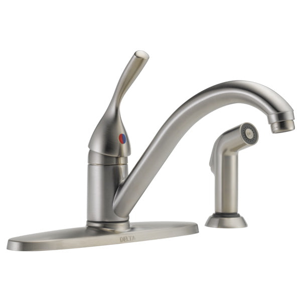 DELTA Classic Kitchen Faucet 1.8 gpm 4-Faucet Hole Metal Stainless Deck Mounting Lever Handle