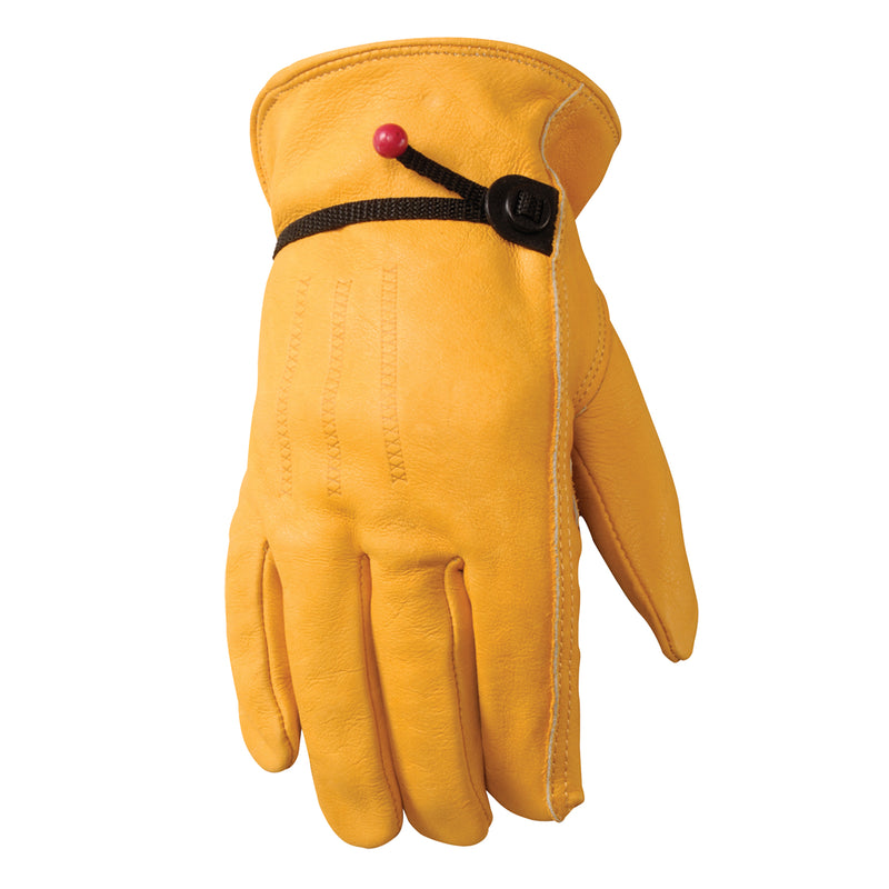 Wells Lamont Adjustable Work Gloves Men's XL Keystone Thumb Cowhide Leather Gold/Yellow
