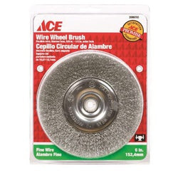 ACE Wire Wheel Brush 6 in Dia 1/2 5/8 in Arbor/Shank Crimped Bristle Steel Bristle