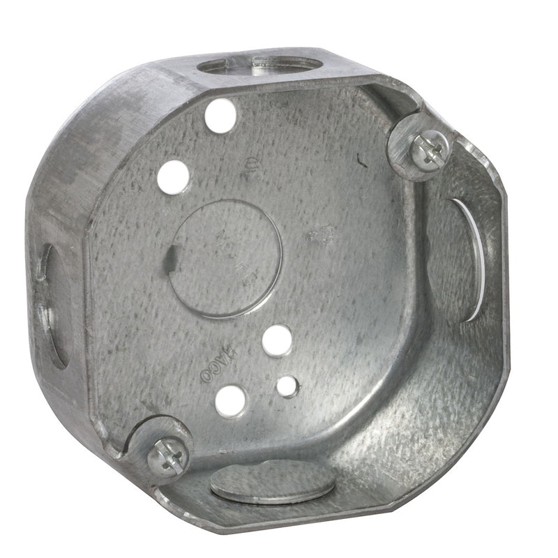 RACO Octagon Box 3.157 in OAW 1-1/2 in OAD 3.157 in OAH 8-Knockout Steel Housing Material