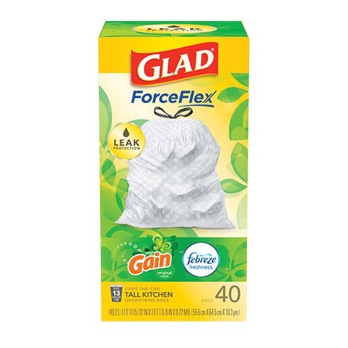 GLAD Kitchen Trash Bag L 13 gal Capacity Plastic White