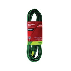 ACE Extension Cord 16 AWG Cable 15 ft L 13 A 125 V Green