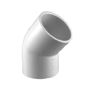 Charlotte Pipe Pressure Elbow 2 in Socket 45 deg Angle PVC White SCH 40 Schedule 170 psi Pressure