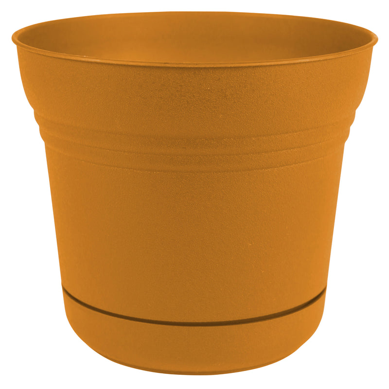 Bloem Planter 12 in Dia 12.3 in W Saturn Design Earthy Yellow Matte