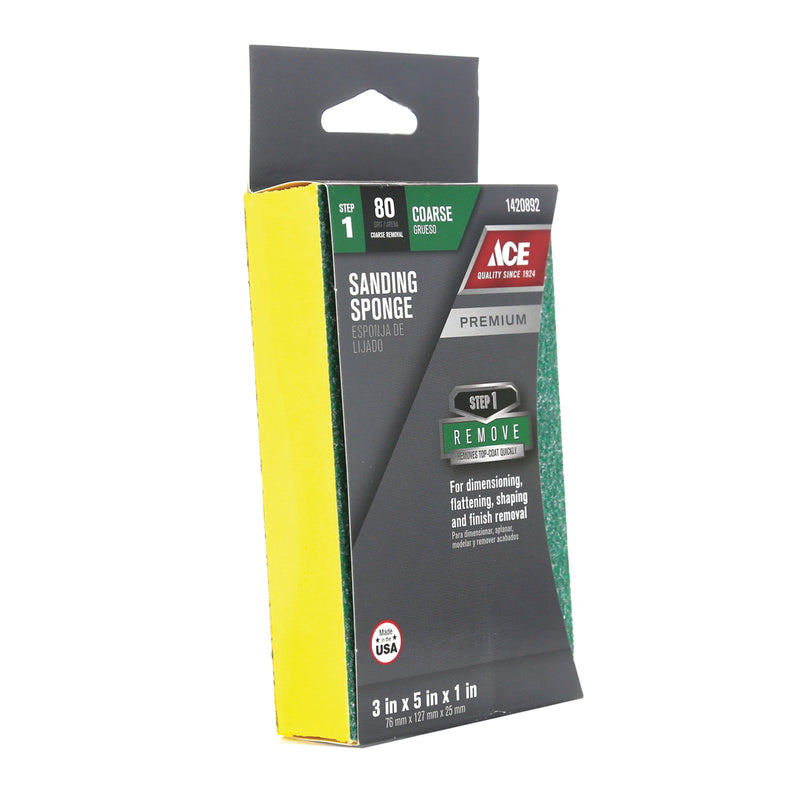 ACE Sanding Sponge 5 in L 3 in W 80 Grit Coarse