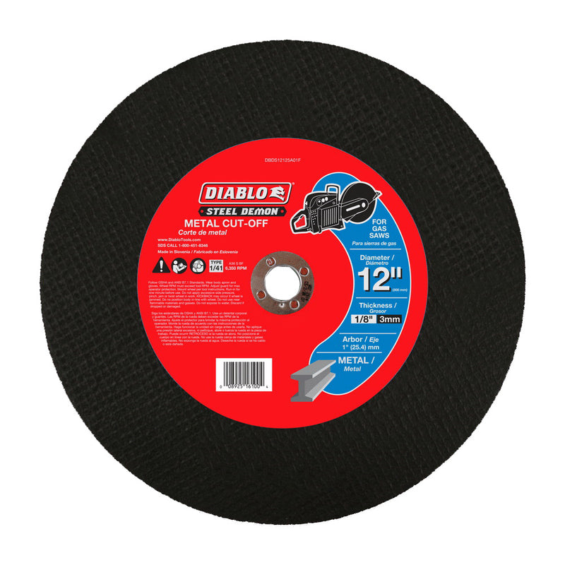 Diablo Steel Demon High-Speed Cut-Off Disc 12 in Dia 1/8 in Thick 1 in Arbor Ceramic Abrasive