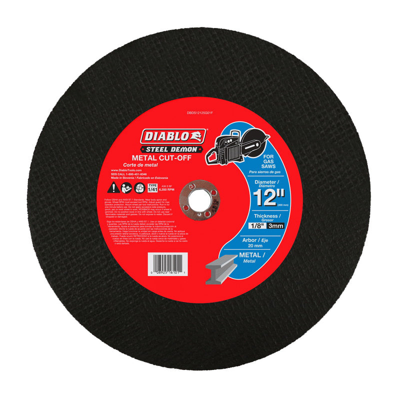 Diablo Steel Demon High-Speed Cut-Off Disc 12 in Dia 1/8 in Thick 20 mm Arbor Ceramic Abrasive