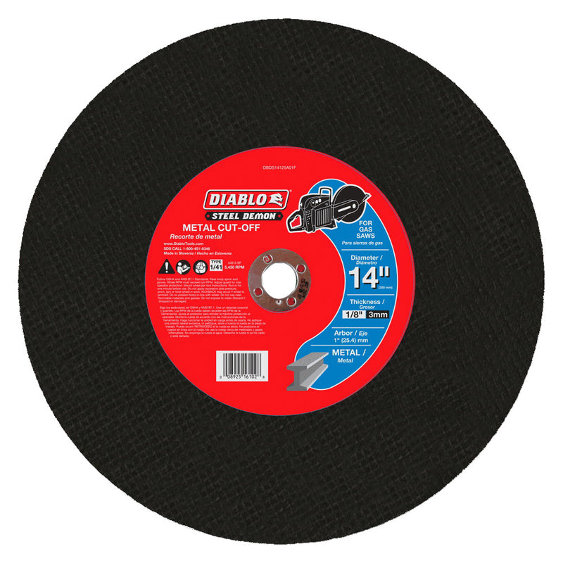 Diablo Steel Demon High-Speed Cut-Off Disc 14 in Dia 1/8 in Thick 1 in Arbor Ceramic Abrasive