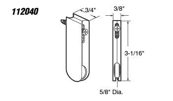 Prime-Line Roller Assembly 5/8 in Dia Roller Nylon Roller 3/8 in W 3-1/16 in H 3/4 in L Nylon