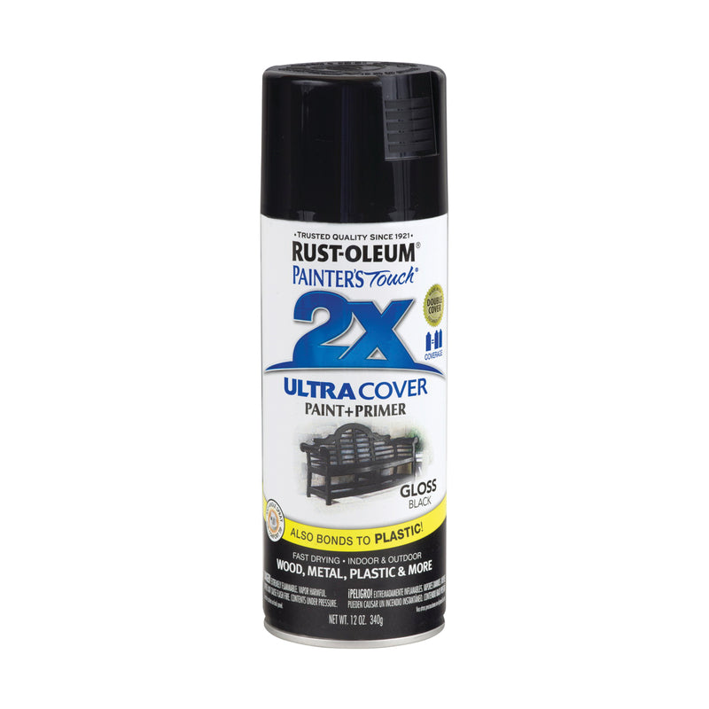 RUST-OLEUM PAINTER'S Touch Gloss Spray Paint Gloss Black 12 oz Aerosol Can