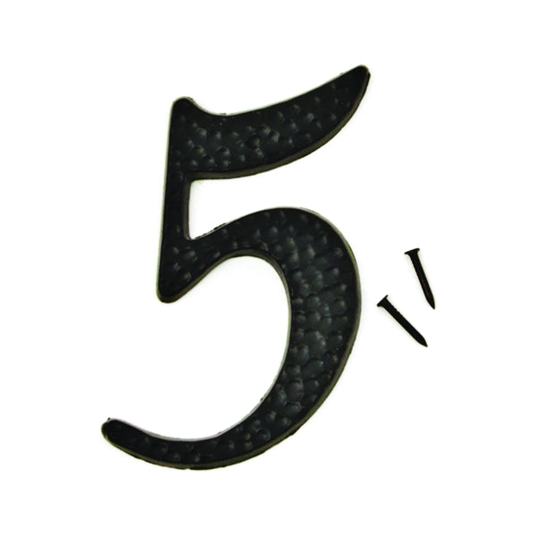 HY-KO House Number Character: 5 3-1/2 in H Character 2 in W Character Black Character Aluminum