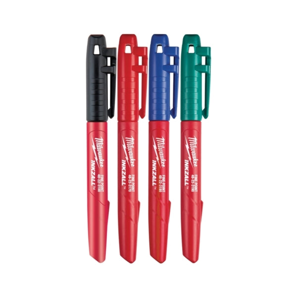 Milwaukee Marker Set 1 mm Tip Black/Blue/Green/Red 5-1/2 in L