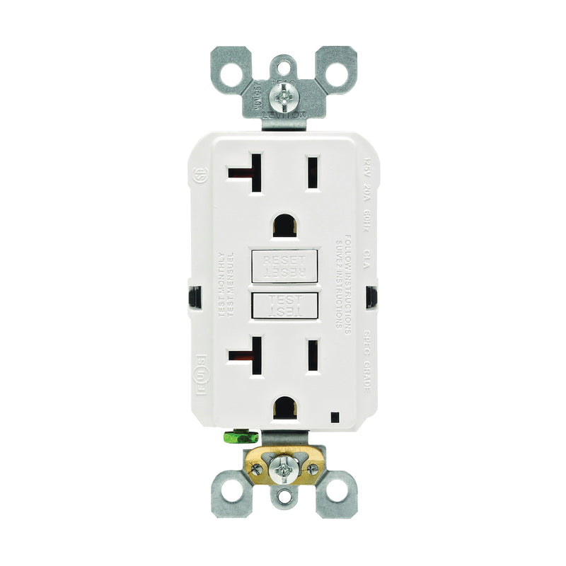 Leviton GFCI Receptacle 2-Pole 20 A 125 V Back Side Wiring NEMA: 5-15R White