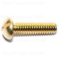 MIDWEST FASTENER Machine Screw 1/4-20 Thread 1 in L Round Head Slotted Drive Brass