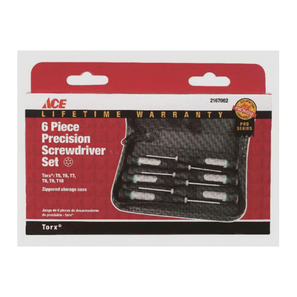 ACE Screwdriver Set 6 -Piece Plastic/Steel Chrome Black