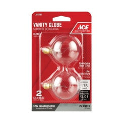 ACE Incandescent Bulb 40 W G16.5 Lamp Candelabra E12 Lamp Base 175 Lumens 2700 K Color Temp