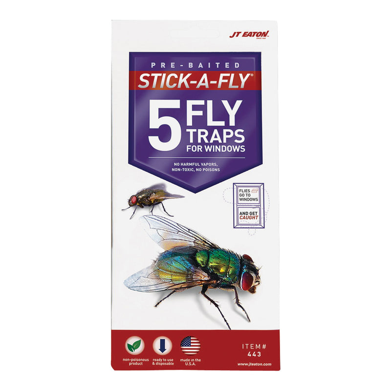 J.T. EATON Stick-A-Fly Fly Trap Solid Petrol 5 Pack