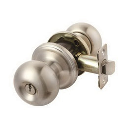 ACE Entry Door Lockset ANSI/BHMA 3 Grade Keyed Key Steel Satin Nickel Knob Handle 2 3/8 to 2 3/4 in Backset