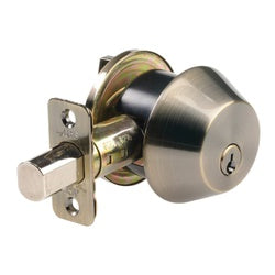 ACE Deadbolt ANSI 3 Grade Solid Brass Antique Brass 2 3/8 to 2 3/4 in Backset KW1 Keyway