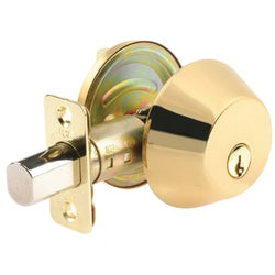 ACE Deadbolt ANSI 3 Grade Polished Brass 2 3/8 to 2 3/4 in Backset 1 3/8 to 1 3/4 in Thick Door