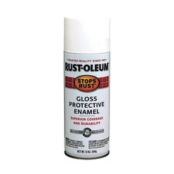 RUST OLEUM STOPS RUST Protective Enamel Spray Paint Gloss White 12 oz Aerosol Can