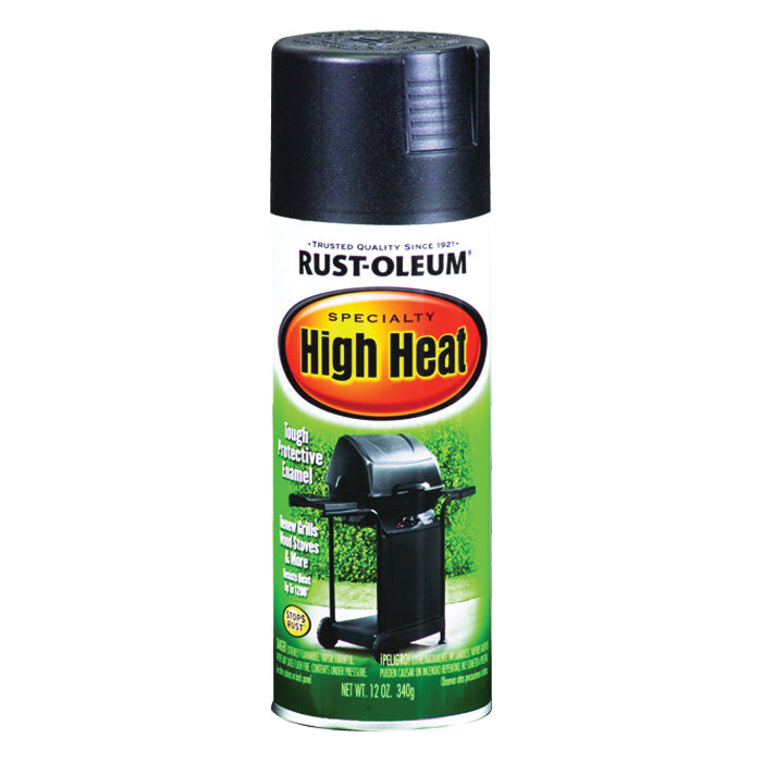 RUST-OLEUM High Heat Spray Paint Satin Barbecue Black 12 oz Aerosol Can