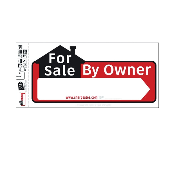 HY-KO Directional Sign For Sale By Owner White Legend Plastic 24 in W x 9-1/2 in H Dimensions