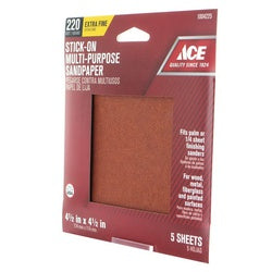ACE Stick On Multi Purpose Sandpaper 4 1/2 in L 4 1/2 in W Extra Fine 220 Grit Aluminum Oxide Abrasive