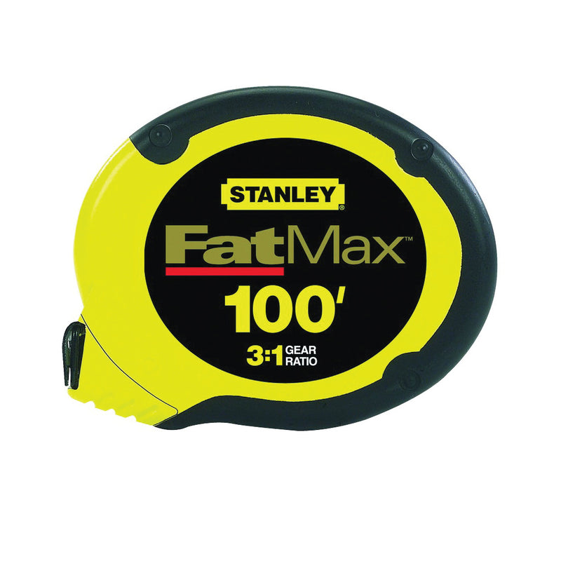 STANLEY Measuring Tape 100 ft L Blade 3/8 in W Blade Stainless Steel Blade ABS Case Black/Yellow Case