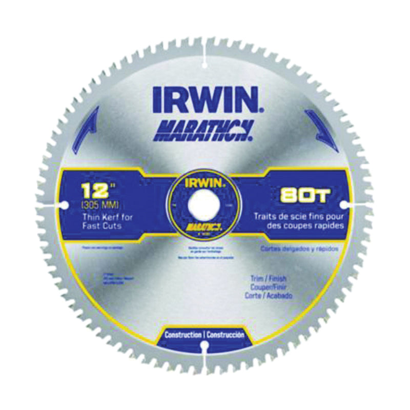 IRWIN MARATHON Table Saw Blade 12 in Dia 1 in Arbor 80-Teeth Carbide Cutting Edge