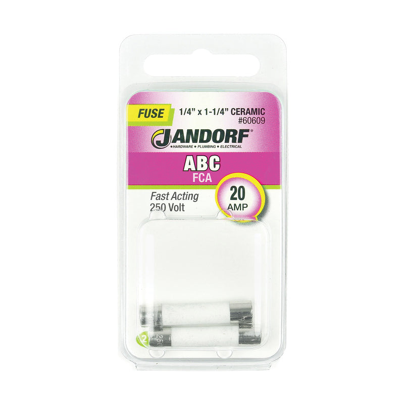 Jandorf Fast-Acting Fuse 20 A 250 V 10 kA at 125 VDC 1000 A at 125 VAC 400 A at 250 VAC Interrupt