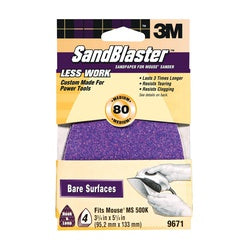 3M SandBlaster Sanding Sheet 3 3/4 in W 5 1/4 in L 80 Grit Medium Cubitron Mineral Abrasive