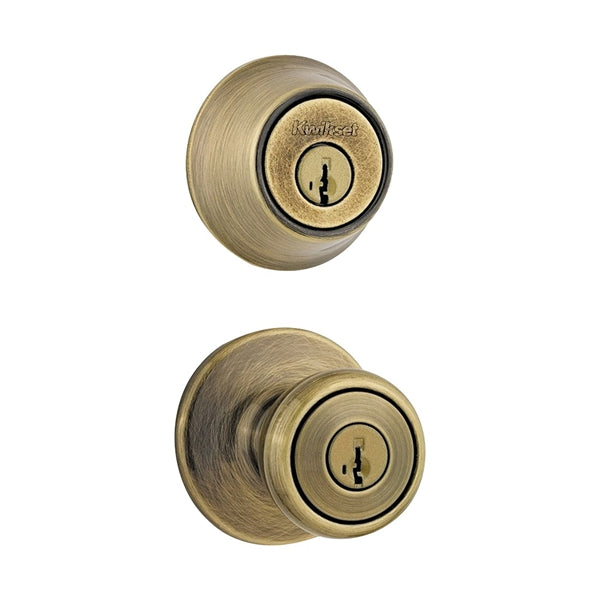 Kwikset Knob Lockset 3 Grade Keyed Key Antique Brass 2-3/8 x 2-3/4 in Backset K6 Keyway