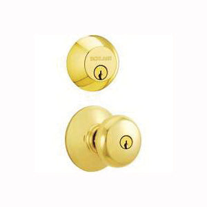 Schlage Plymouth Knob Lockset 2 Grade Keyed Alike Key Polished Brass 2-3/8 x 2-3/4 in Backset