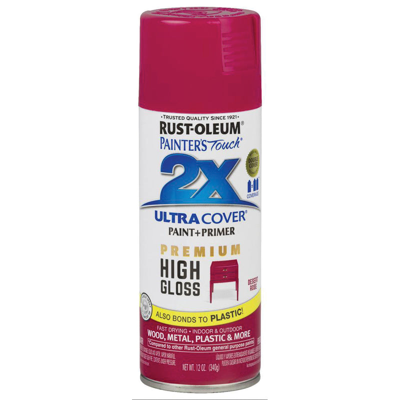 RUST-OLEUM PAINTER'S Touch 2X ULTRA COVER Spray Paint High-Gloss Desert Rose 12 oz Aerosol Can