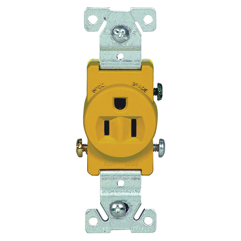 Eaton Wiring Devices Single Receptacle 2-Pole 125 V 15 A Side Wiring NEMA 5-15R Ivory