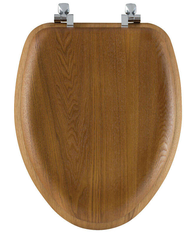 Mayfair Toilet Seat Elongated Wood Natural Oak Non-Tarnish Hinge