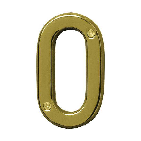 HY-KO Prestige House Number Character: 0 4 in H Character Brass Character Solid Brass